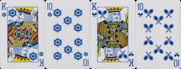 USPC's playing cards, two blue extra suits: rudders and rackets