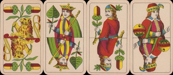 Nuremberg-style playing cards, double-headed