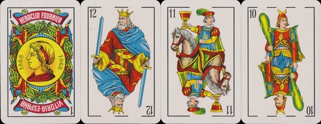 Castilian-style playing cards, double-headed