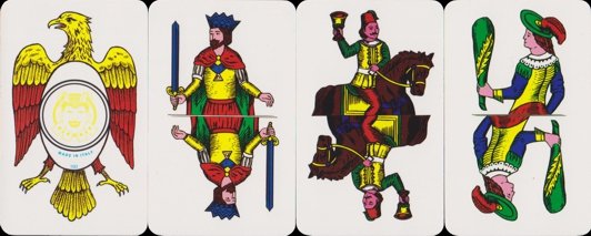 Naples-style (or Neapolitan) playing cards, double-headed