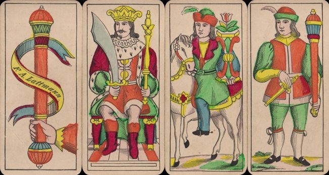 'Trappola' playing cards, full-length figures