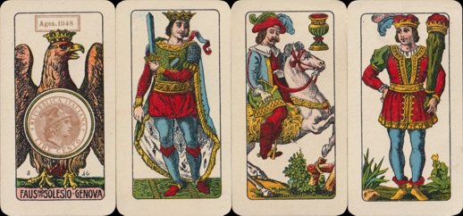 Piacenza-style (or Piacentine) playing cards, full-length figures