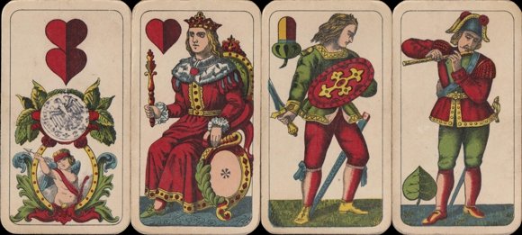 Munich-style Bavarian playing cards, full-length figures