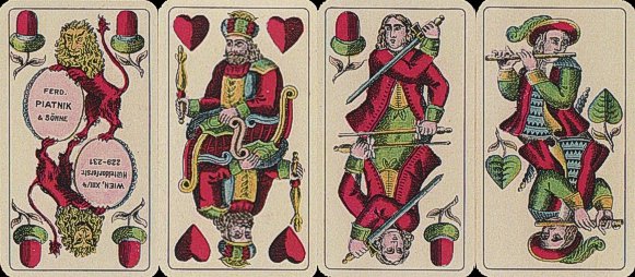 Prague-style playing cards, double-headed
